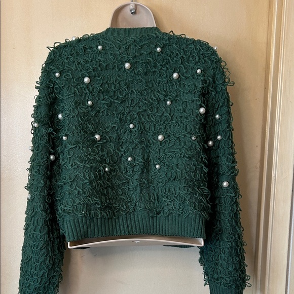 Mighty Fine Green Pearl-Embellished Cardigan size L - Picture 8 of 12